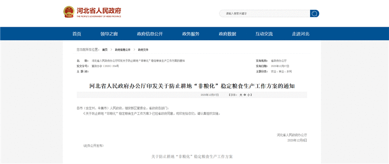 河北切实防止耕地“非粮化”稳定粮食生产